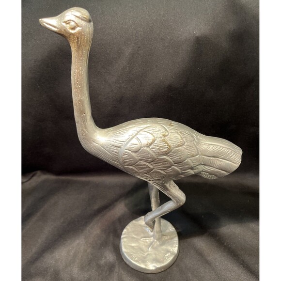 Beautiful Large 14 Inches Decorative Hallow Metal Ostrich Sculpture India Made - Picture 1 of 12
